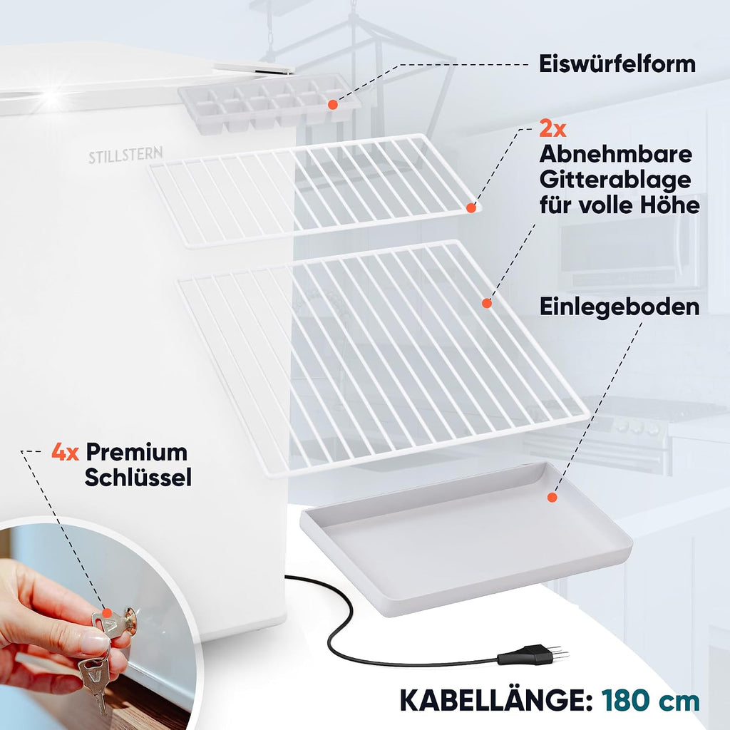 Mini Gefrierschrank GB 43.1 42 L 4-Sterne Tiefkühlschrank mit Schloss wechselbarer Türanschlag Eiswürfelschale
