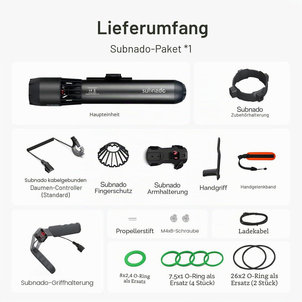 Unterwasser Scooter Subnado Sea Scooter mit Lithium-Ionen Akku 98Wh Daumensteuerung für Tauchen Schnorcheln und SUP