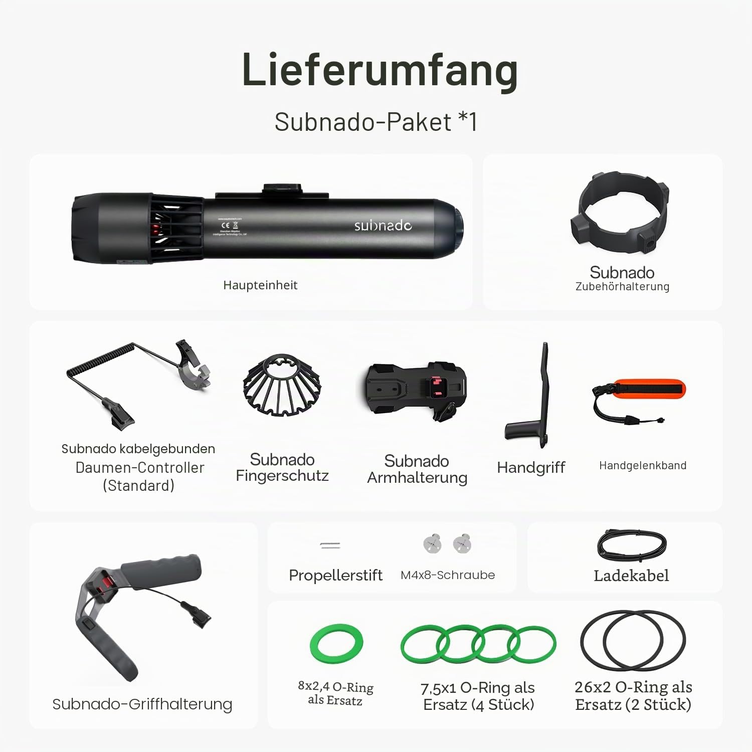 Unterwasser Scooter Subnado Sea Scooter mit Lithium-Ionen Akku 98Wh Daumensteuerung für Tauchen Schnorcheln und SUP