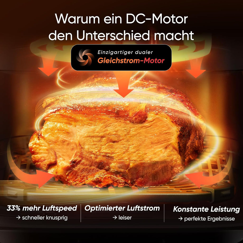 Heißluftfritteuse Turbo Tower Compact 8,6 l Doppelkammer mit Keramikbeschichtung 2600 W Modell DC861
