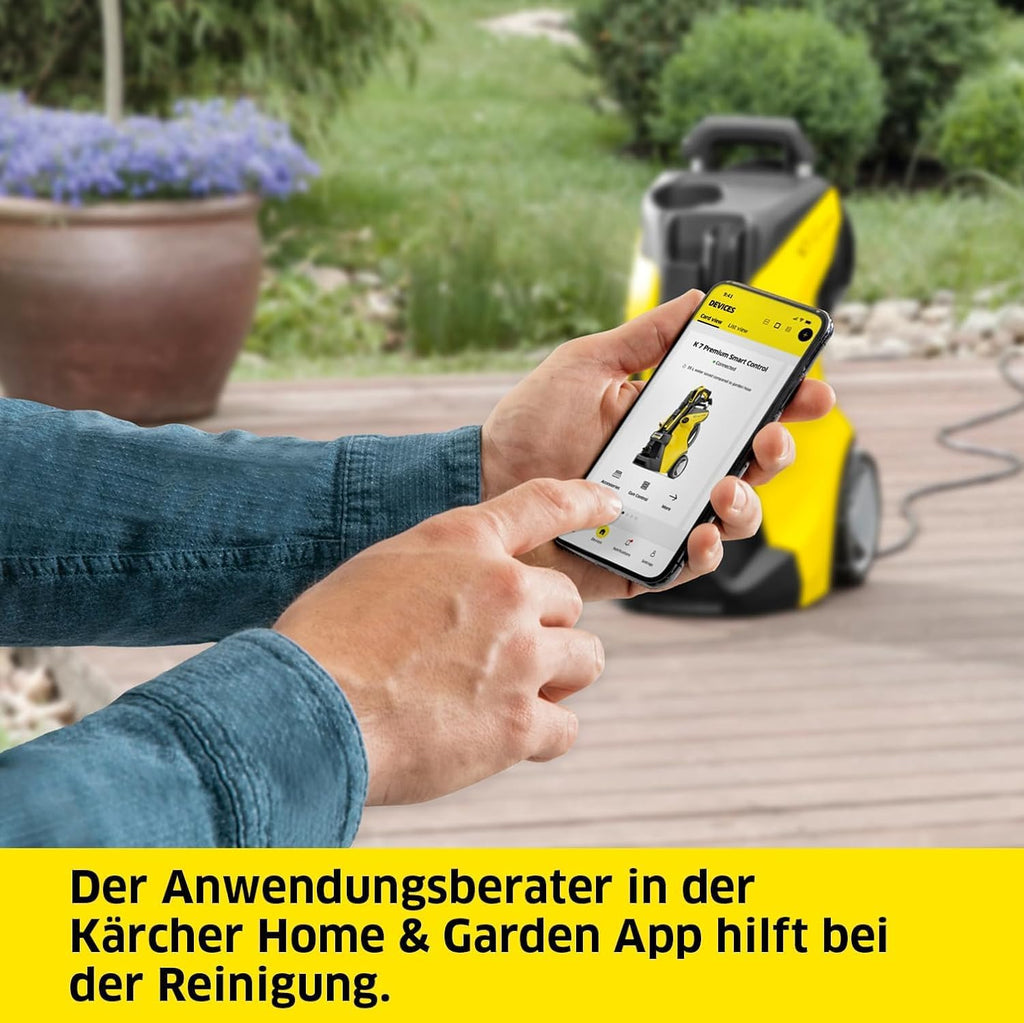 Hochdruckreiniger K 4 Power Control 130 Bar 420 L/h 8 m Schlauch App Steuerung für Fahrzeug Terrasse Gartenreinigung