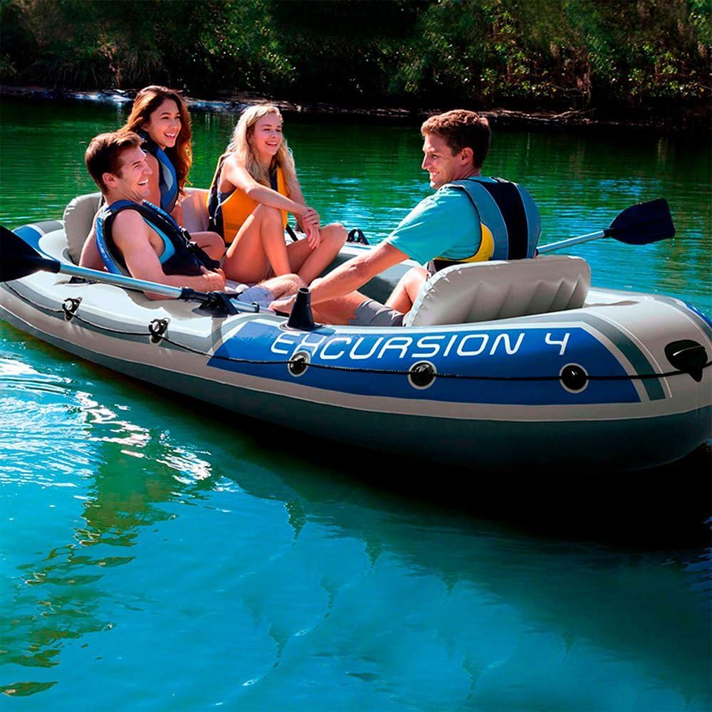 Schlauchboot Excursion 4 315 x 165 x 43 cm aufblasbares Boot mit 2 Paddeln Handpumpe und Zubehör