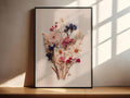 Getrocknete Wildblumen Kunst | Blumen Druck | Rosa Blau Blumendruck