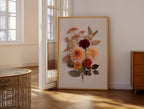 Gepresste Dahlie Print | Orangefarbenes botanisches Poster | Getrocknete Blumen Wandkunst