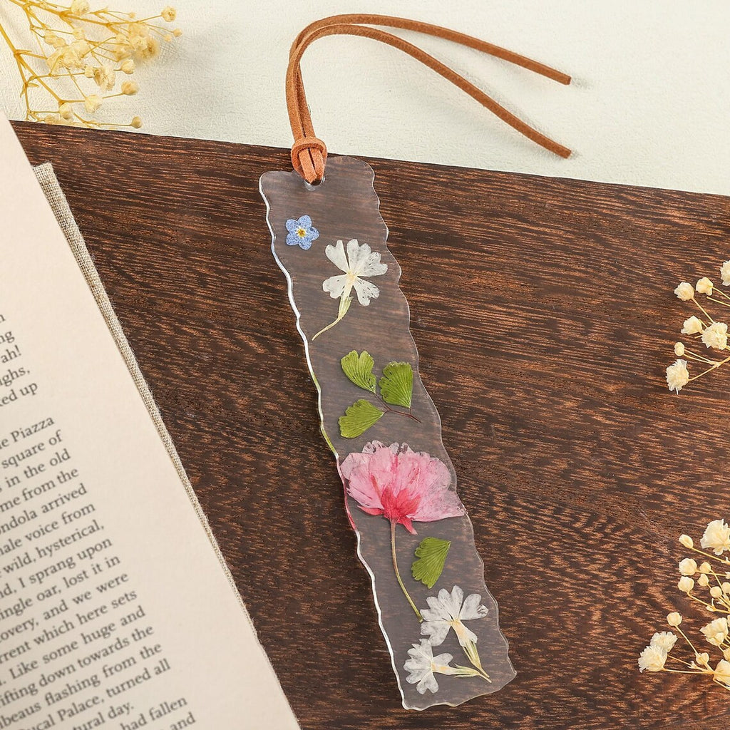 Harz Lesezeichen mit gepressten Blumen, handgefertigt, Blumenkunst, Buchliebhaber Geschenk