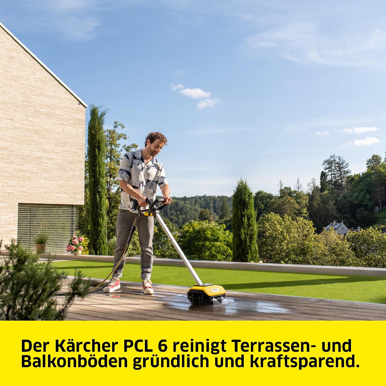 Terrassenreiniger PCL 6 für Holz und WPC Flächen 10 bar 180 l/h 300 mm Arbeitsbreite rotierende Bürsten
