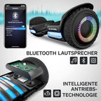 Hoverboard HX720 6,5 Zoll Dual Motor Bluetooth Lautsprecher LED Offroad bis 100 kg schwarz EU Modell