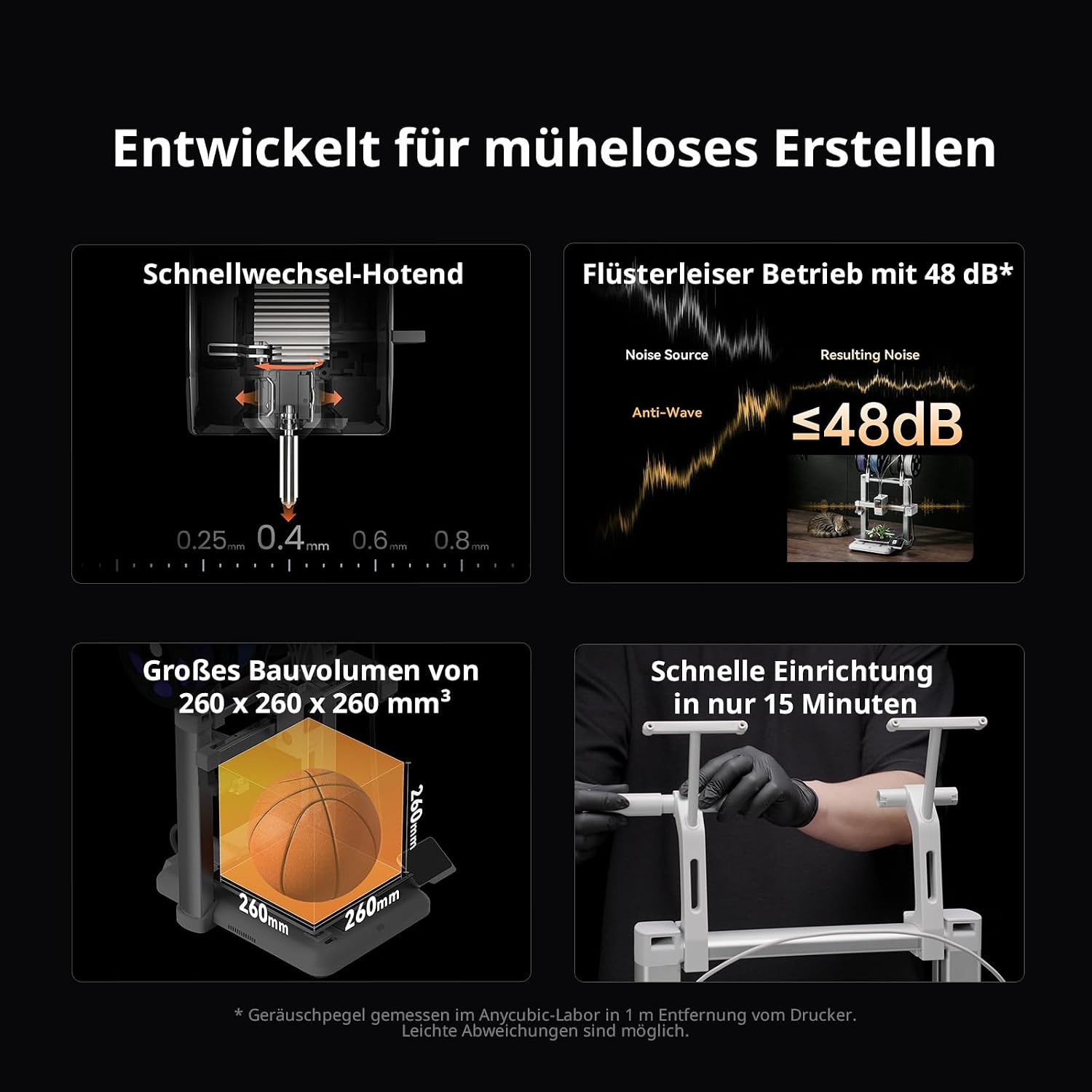 3D Drucker Mehrfarbig 260 x 260 x 260 mm Auto Leveling Multimaterial Drucker Kobra X 4 Farbdruck