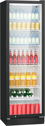 Getränkekühlschrank mit Glastür KSG 7351 356 Liter LED-Beleuchtung 6 höhenverstellbare Ablagen abschließbare Tür