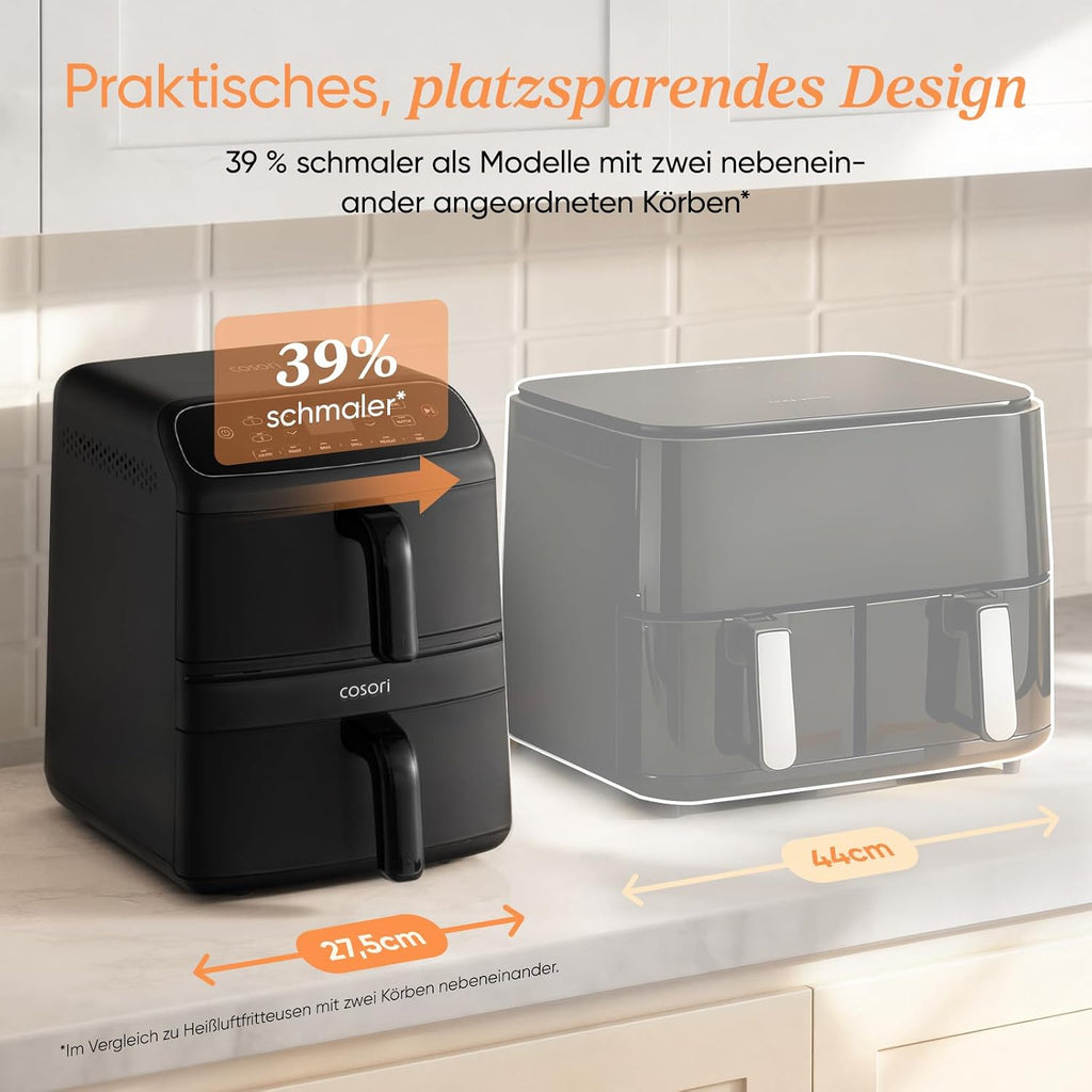 Heißluftfritteuse Turbo Tower Compact 8,6 l Doppelkammer mit Keramikbeschichtung 2600 W Modell DC861