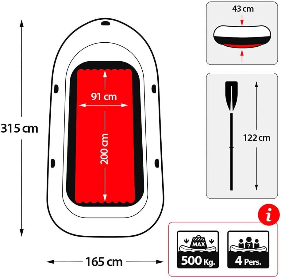 Schlauchboot Excursion 4 315 x 165 x 43 cm aufblasbares Boot mit 2 Paddeln Handpumpe und Zubehör