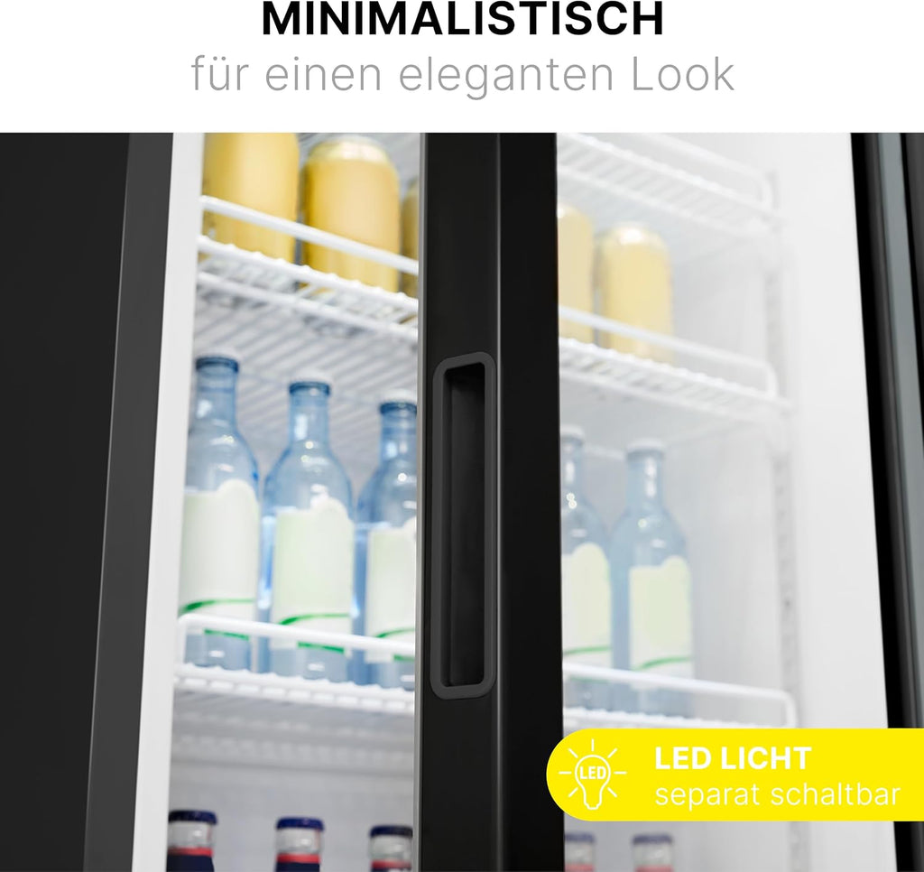Getränkekühlschrank mit Glastür KSG 7351 356 Liter LED-Beleuchtung 6 höhenverstellbare Ablagen abschließbare Tür