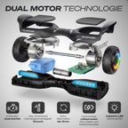 Hoverboard HX720 6,5 Zoll Dual Motor Bluetooth Lautsprecher LED Offroad bis 100 kg schwarz EU Modell
