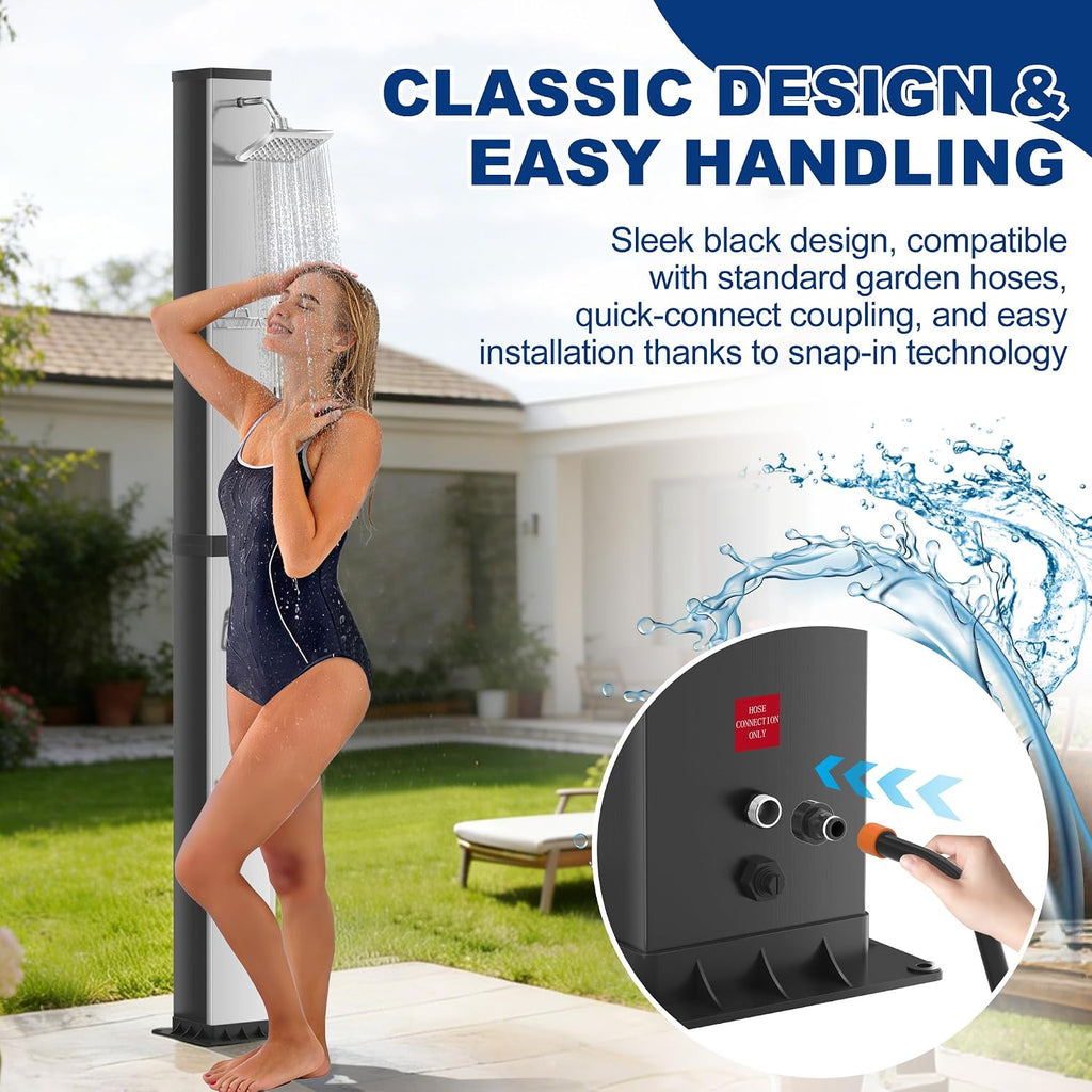Solardusche 40 Liter mit Fußdusche und verstellbarem Duschkopf Gartendusche mit Schutzhülle für Pool Camping und Außenbereich