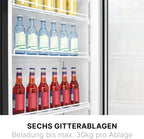 Getränkekühlschrank mit Glastür KSG 7351 356 Liter LED-Beleuchtung 6 höhenverstellbare Ablagen abschließbare Tür