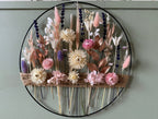 Lavendel & Roségold Blumenkranz Wanddeko Trockenblumen