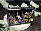 Echter Blumen Visitenkartenhalter, Kreditkartenhalter, Metall Kartenetui mit getrockneten Blumen und Kunstharz
