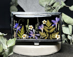 Echter Blumen Visitenkartenhalter, Kreditkartenhalter, Metall Kartenetui mit getrockneten Blumen und Kunstharz