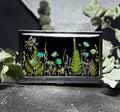 Visitenkartenhalter mit echten gepressten Trockenblumen, Kreditkartenhalter, Metalletui mit Kunstharz, Unikat