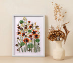 Gepresster Blumenrahmen mit echten Blumen, Trockenblumenarrangement im Holzrahmen (20x30cm)