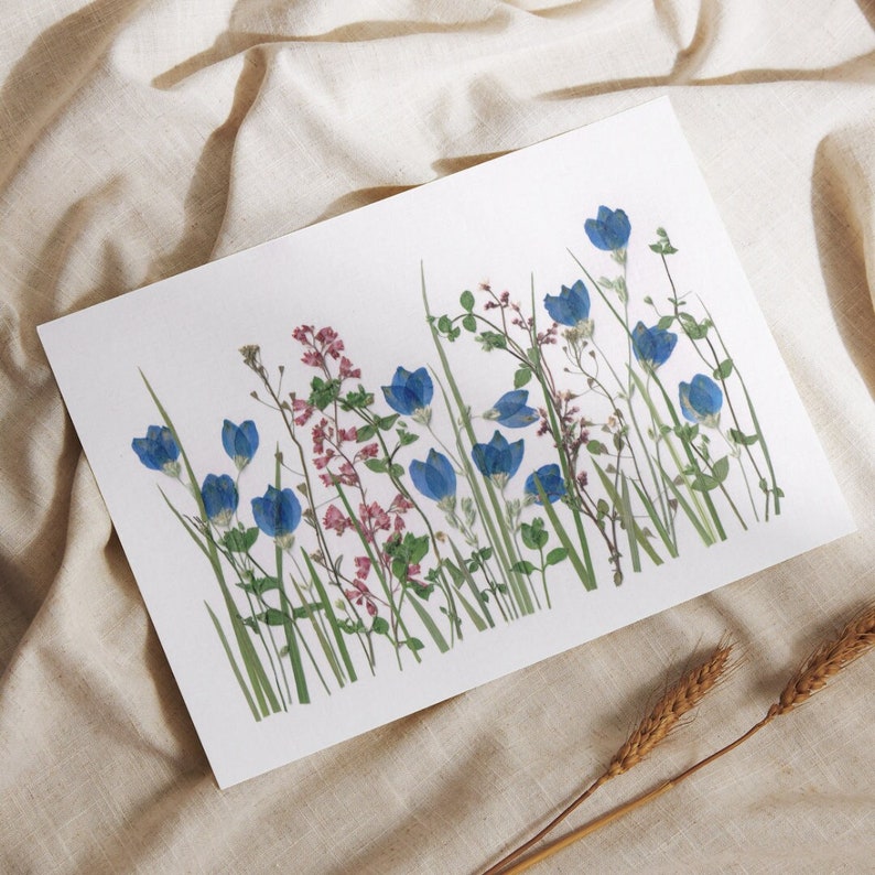 Handgefertigte Wohndekoration mit gepressten Blumen, getrockneten Pflanzen, 20x30cm Holzrahmen