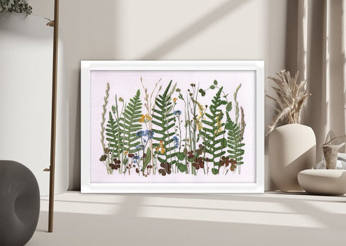 30x20 cm Gepresste Wildblumen Bilderrahmen - Getrocknete Botanische Wandkunst für Cottagecore