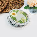 Handgemachter Taschenspiegel mit gepresster echter Blume, Reise-Make-up-Spiegel, 7 cm, Silber Gold Roségold