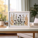 Getrocknetes Blumenarrangement im Holzrahmen 20x30cm – Echte Blumenkunst Wohndekoration