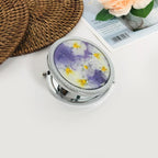 Gepresste Blume Taschenspiegel, 7 cm, metallbeschichtet, Reisekosmetikspiegel, Silber/Gold/Roségold