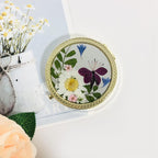 Gepresster Blumenkosmetikspiegel, Taschenspiegel, Reisekosmetikspiegel, 7 cm, Silber/Gold/Roségold
