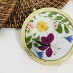 Gepresster Blumenkosmetikspiegel, Taschenspiegel, Reisekosmetikspiegel, 7 cm, Silber/Gold/Roségold