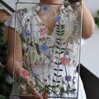 Handgepresste Blumen Wandkunst - Buntglas A4 Rahmen Botanisches Dekor