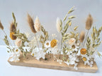 Holzleiste mit Trockenblumen | Eichenholz Blumenboard | Tischdeko Wanddeko