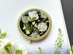 Gepresste Blume Kompaktspiegel – Echte Blumen, Gold Finish, 7,8 cm, Handgefertigt
