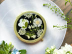 Gepresste Blume Kompaktspiegel – Echte Blumen, Gold Finish, 7,8 cm, Handgefertigt