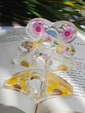 Harz-Daumen-Seitenhalter mit Geburtsblumen, Buch-Lesezeichen, 8 cm
