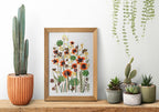 Gepresster Blumenrahmen mit echten Blumen, Trockenblumenarrangement im Holzrahmen (20x30cm)