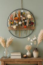 Trockenblumen Wandring – Natürliche Vintage Deko, Botanisches Wandbild mit Lavendel und Pampasgras