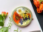 Handgefertigter Taschenspiegel mit echten gepressten Blumen, 7,8 cm, goldfarben, für Damen
