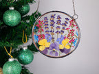 Gepresste Blume Glaskunst Suncatcher - Boho Wohnkultur, 10 cm Kreis