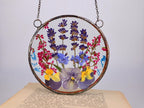 Gepresste Blume Glaskunst Suncatcher - Boho Wohnkultur, 10 cm Kreis