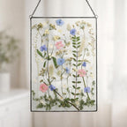 Handgepresste Blumen Wandkunst - Buntglas A4 Rahmen Botanisches Dekor