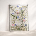 Handgepresste Blumen Wandkunst - Buntglas A4 Rahmen Botanisches Dekor