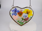 Geburtsblume Suncatcher mit gepressten Blumen, 12x12 cm Fensterdeko