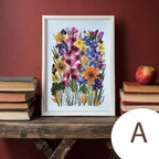 Handgefertigter Botanischer Rahmen mit echten gepressten Blumen und getrockneten Pflanzen, 20x30cm, Holzrahmen