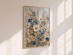 Gepresster Wildblumen Druck | Gänseblümchen Poster | Kornblumen Wiese Wandkunst